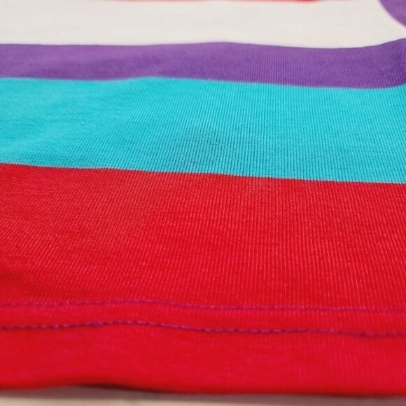 Vintage 80s 90s Circo Wide Striped Purple Red White Tshirt 2T - Picture 4 of 8